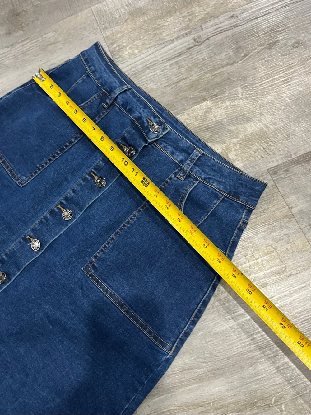 Skirt High-Waist Button-Front Dark Blue stretch Skirt pencil size 14 plus denim